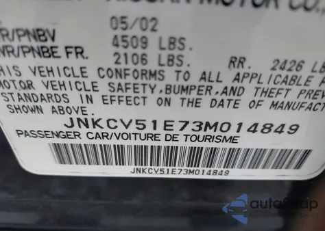 2003 Infiniti G35 Luxury Leather from USA, damaged, VIN JNKCV51E73M014849